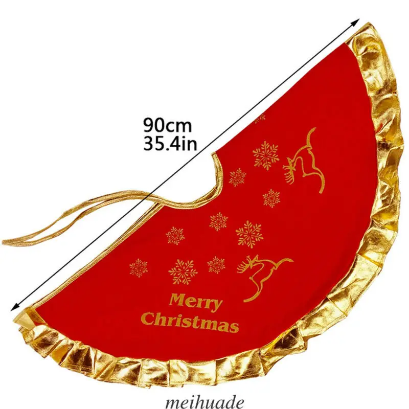 Traditional 35&quot 90/100cm Red Christmas Tree Skirt Base Floor Mat Apron Cover Xmas Decorations Santa Snowman Party Home Decor | Дом и сад