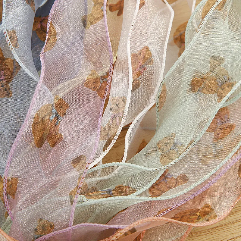 Bear Organza Cartoon Ribbon 40mm 70mm 200Yards Chiffon Silk Wave Packaging Tape Hair Bow Making Supplies Party Halloween Crafts | Дом и сад