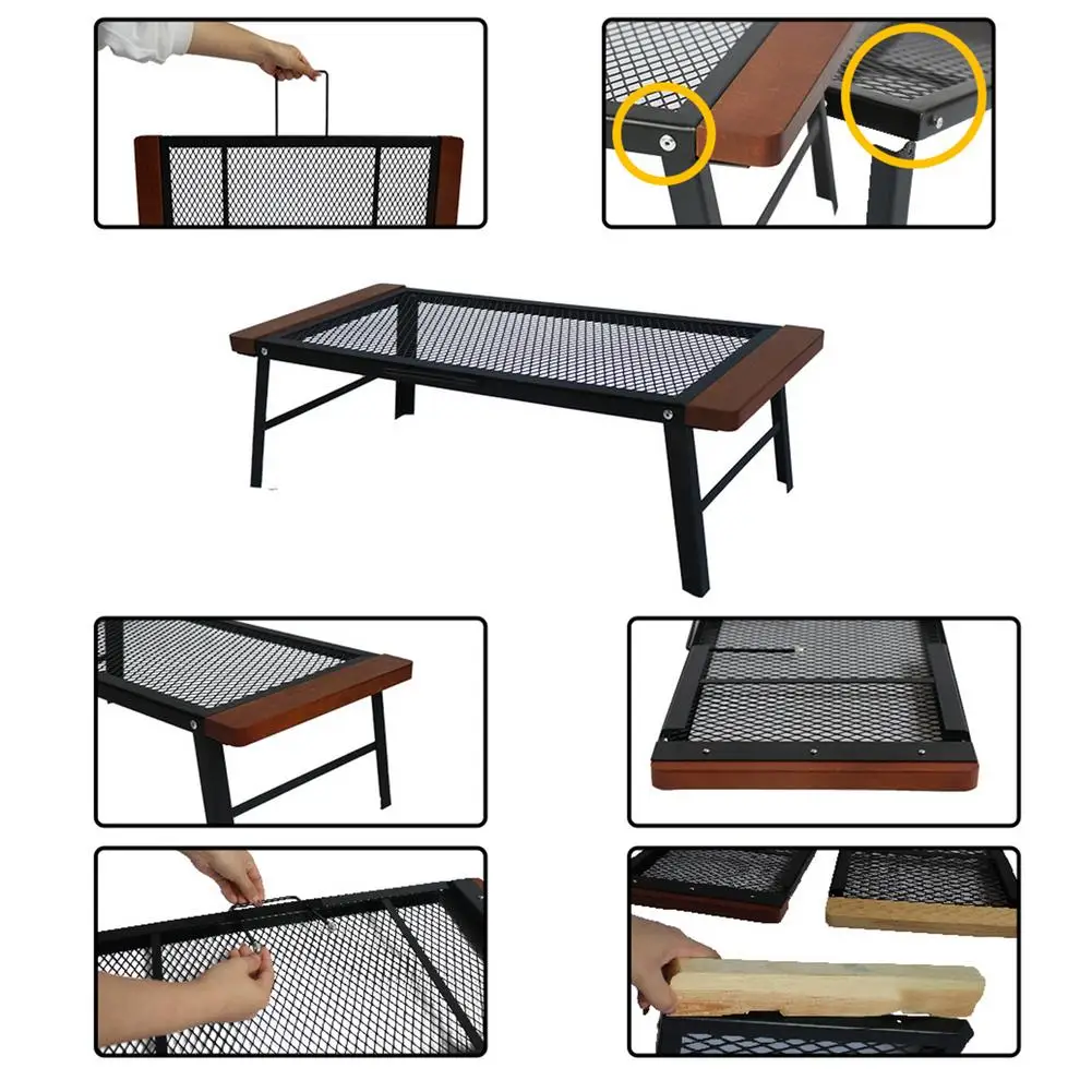 Уличный противоожоговой железный стол для барбекю удобный складной сетчатый с