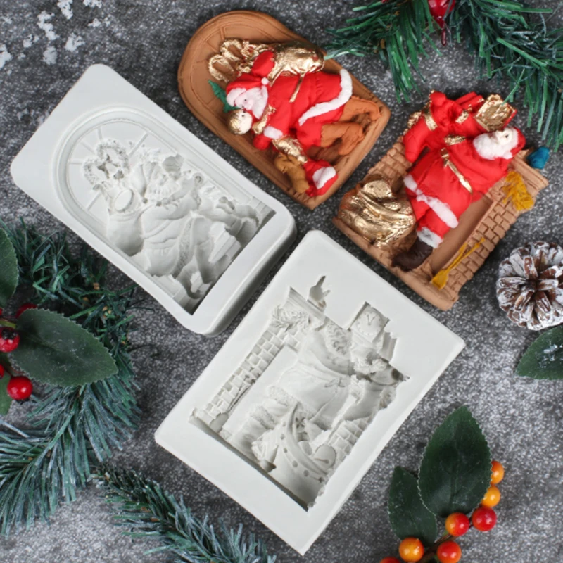 Рождественский Санта Клаус формы помадные торты Декор Инструменты силиконовые
