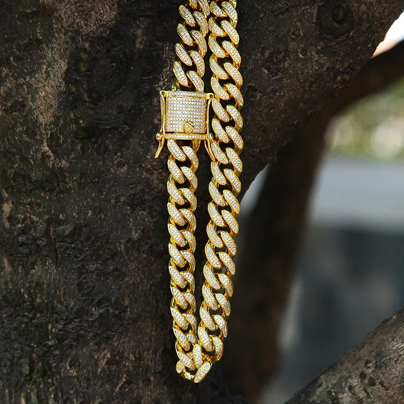 Цепочка мужская круглая с кубинской цепью украшение в стиле хип хоп