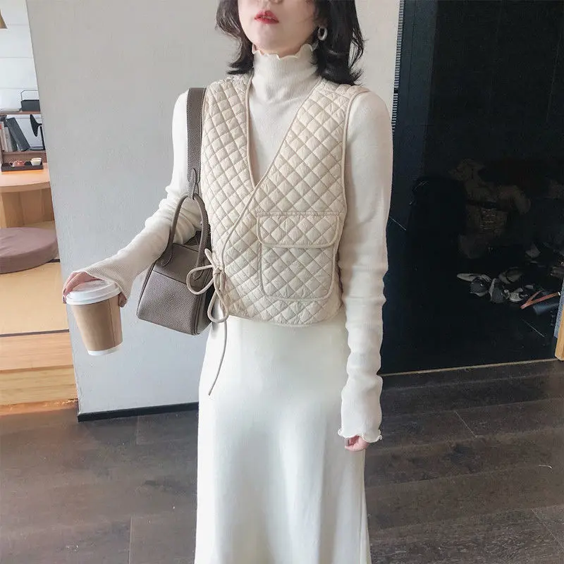 Женский жилет с кружевом в клетку универсальный Свободный Корейском стиле P3 2021