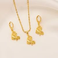 bangrui hot gold color flower pendant necklace earrings for women elegant jewelry sets african arab jewelry gifts
