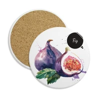 fig fruit tasty healthy watercolor ceramic coaster cup mug holder absorbent stone for drinks 2pcs gift