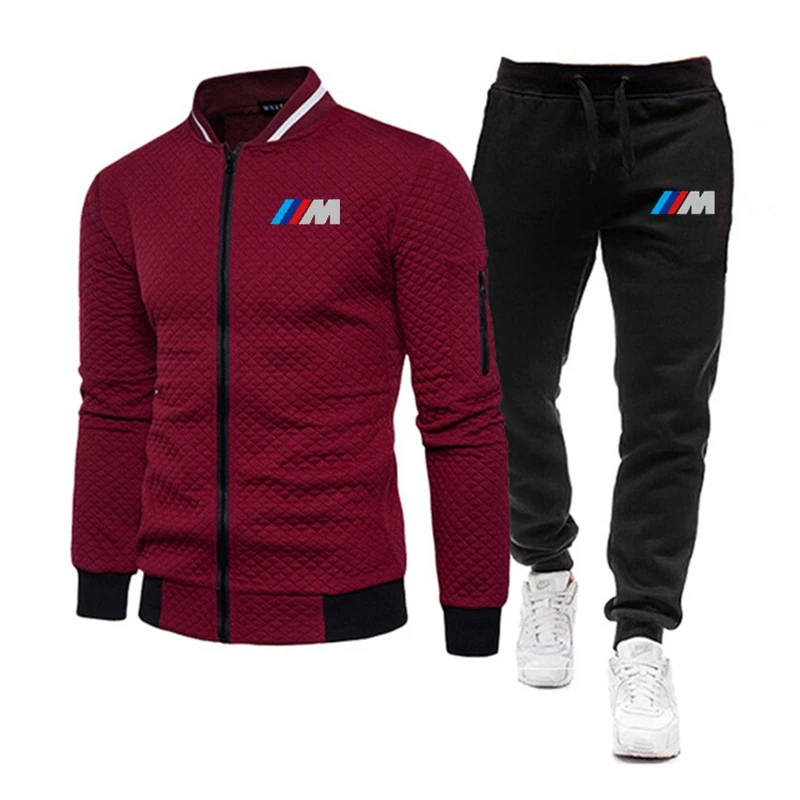 

2020 Hooded Tracksuit Men Set Sporting For Smile Bmw Jacket+Pants 2 Pieces Sweatshirt Pant Racing Suit