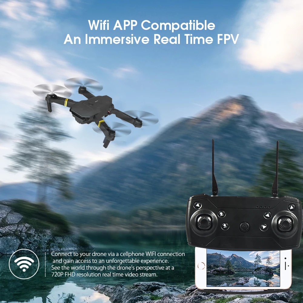 Дрон E58 Wi-Fi FPV с широкоугольной камерой HD 1080P/720P/4K Радиоуправляемый квадрокоптер