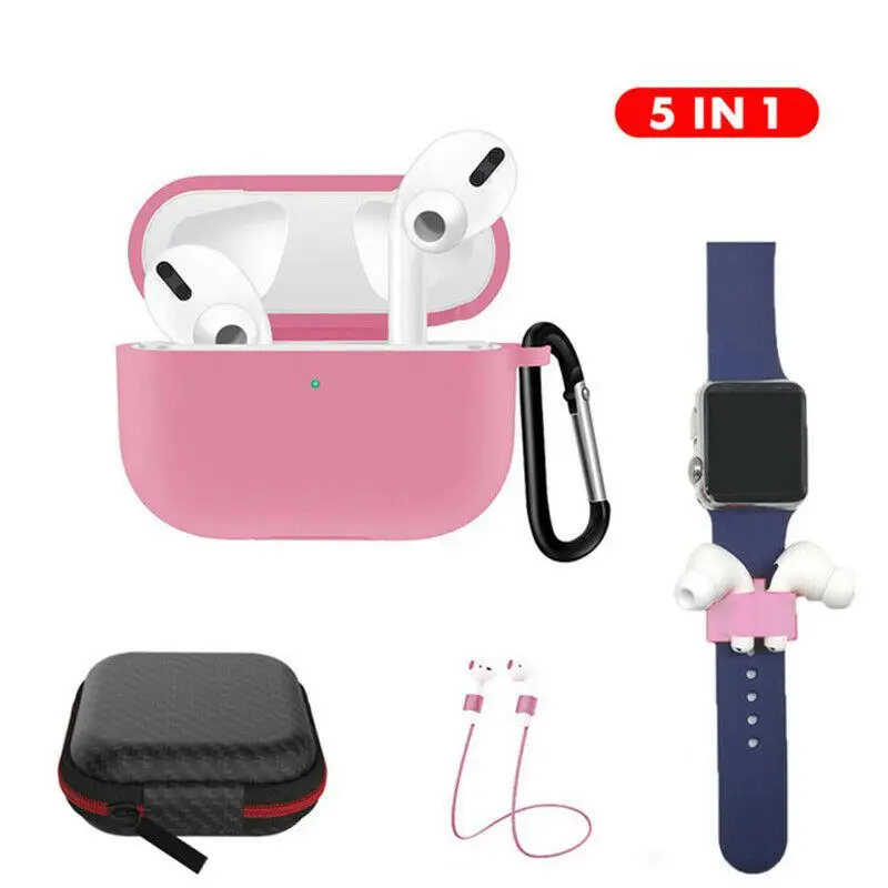 Защитный чехол для наушников EastVita AirPods Pro мягкий силиконовый + карабин ремень
