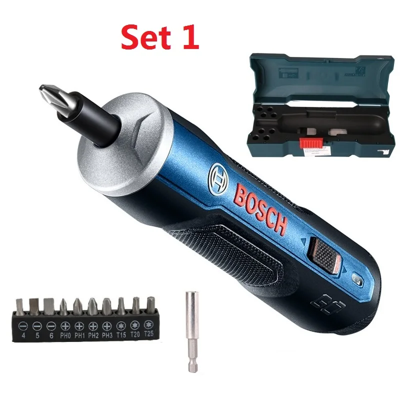 Set 1 Электрическая мини-отвертка BOSCH GO 3,6 В, литий-ионная аккумуляторная батарея, Аккумуляторная дрель с набором сверл - Цвет: Set 1
