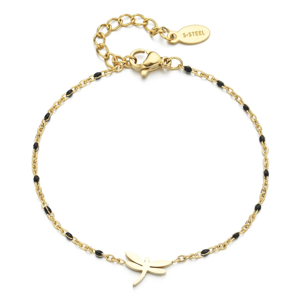 

ZMZY 2022 Animal Cute Boho New Gold Color Chain Link Dragonfly Charm Bracelet Stainless Steel Bracelets for Women Gilrs Gift