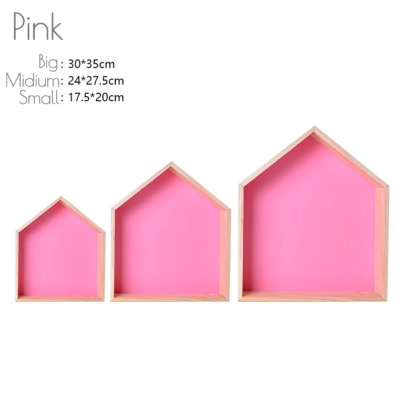 3PCS pink Настенная деревянная полка для детской комнаты, украшение для детской комнаты, деревянная полка для детской комнаты для мальчиков и девочек, Скандинавская комната, декор для стен, полка - Цвет: 3PCS pink