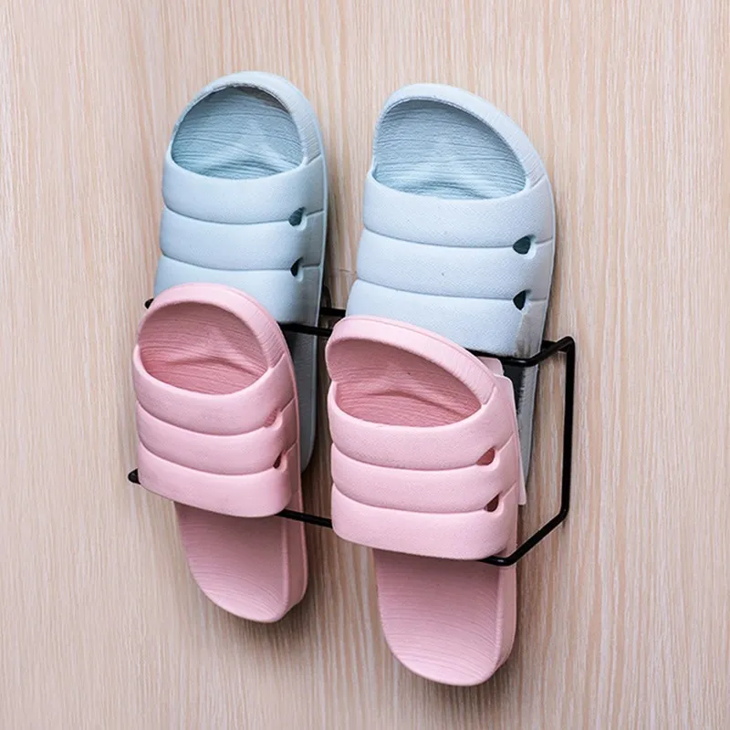 Настенный держатель для обуви двухслойный органайзер металлическая полка