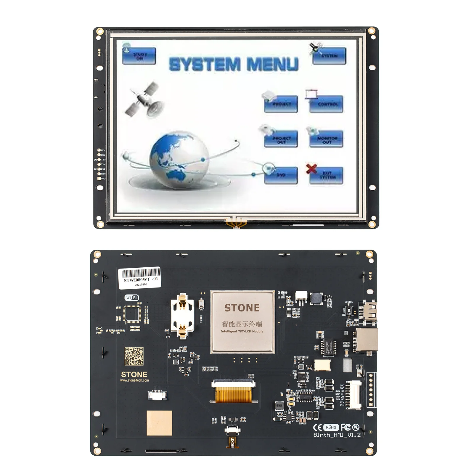 STONE Enhanced Series HMI Graphic LCD Display Module with Touch Panel + Program + UART Port