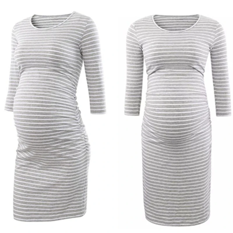

Maternity Breastfeeding Dress Stripe Dress Maternity Baby Nursing Clothes Pregnant Woman Lactation Skirt