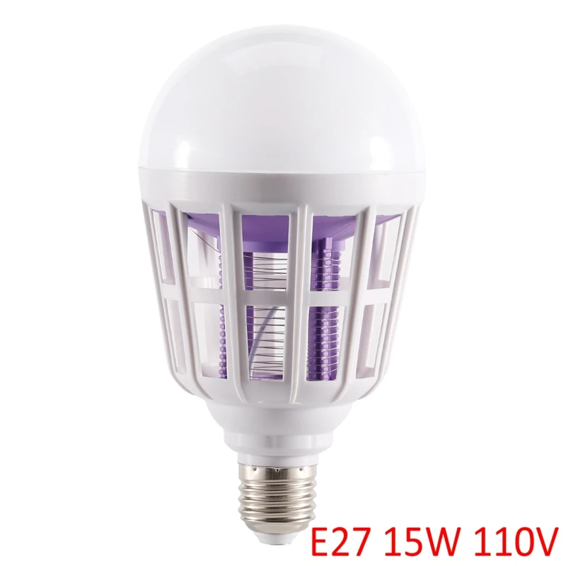 110V 15W 15 Вт Светодиодный светильник от комаров 110 В 220 В 2 в 1 Светодиодный светильник с шариком, анти-репеллентный мухобойка ловушка для насекомых Zapper Killer Светодиодный УФ-лампа - Цвет: 110V 15W
