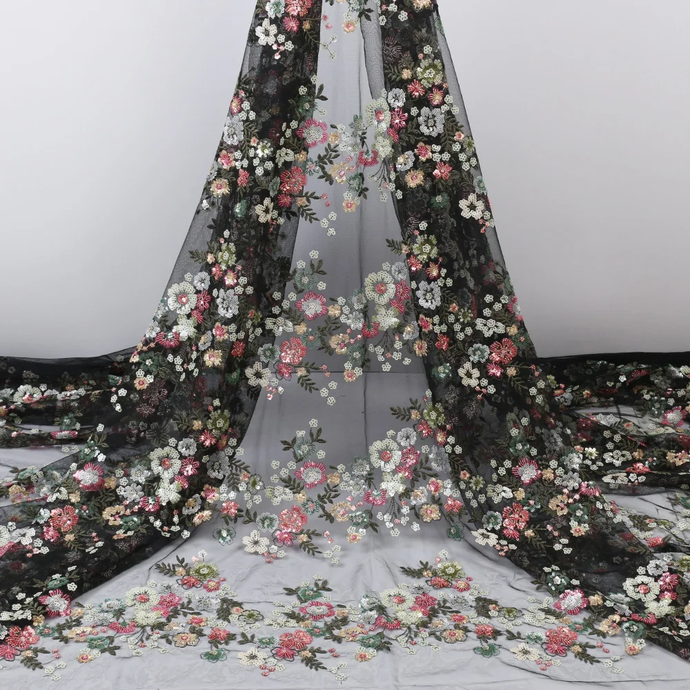 

5 ярдов шнур вышитый гипюр кружева смешанные блестки французский стиль элегантная африканская одежда для больших случаев одежда