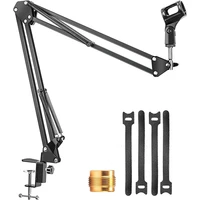 microphone arm standadjustable suspension boom scissor arm with screw adapter and cable ties and other mics