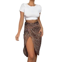 summer fashion ladies high waist lace irregular skirt high slit hem club pencil skirt new sexy female polka dot skirt