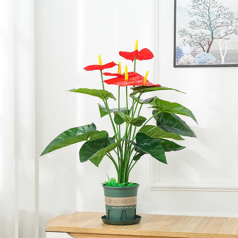 

Artificial Plants with Pot 70cm Tall Boho Style Faux Maple Taro Monstera Plants for Nordic Home Decorations Office Desk Decor