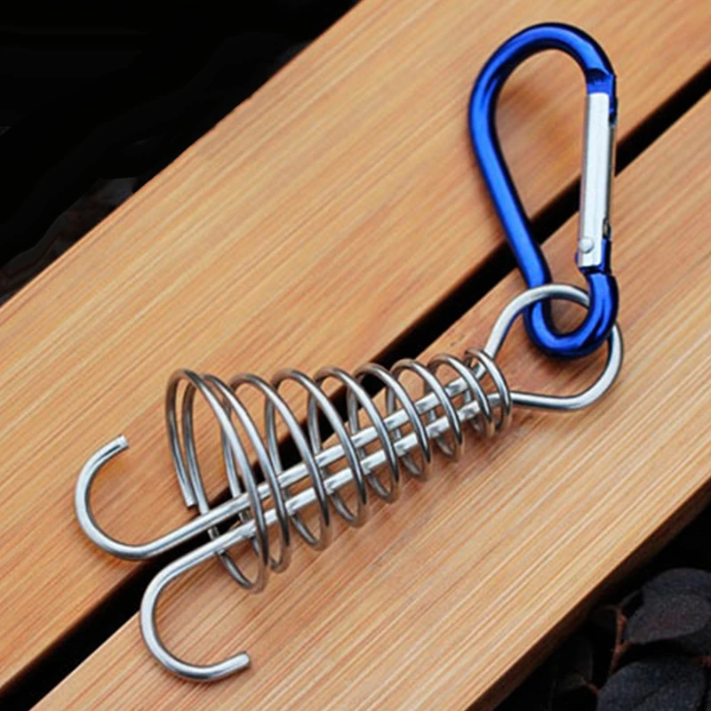 

10 Pcs Spiral Shaped Spring Octopus Deck Peg with Carabiner Hooks Buckle Pegs