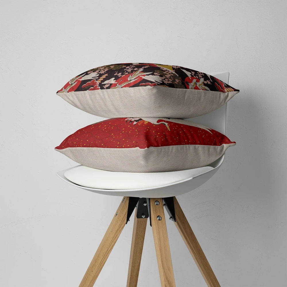 Чехол для подушки чехол диванной в азиатском стиле с краном 45*45 40*40 женский темно