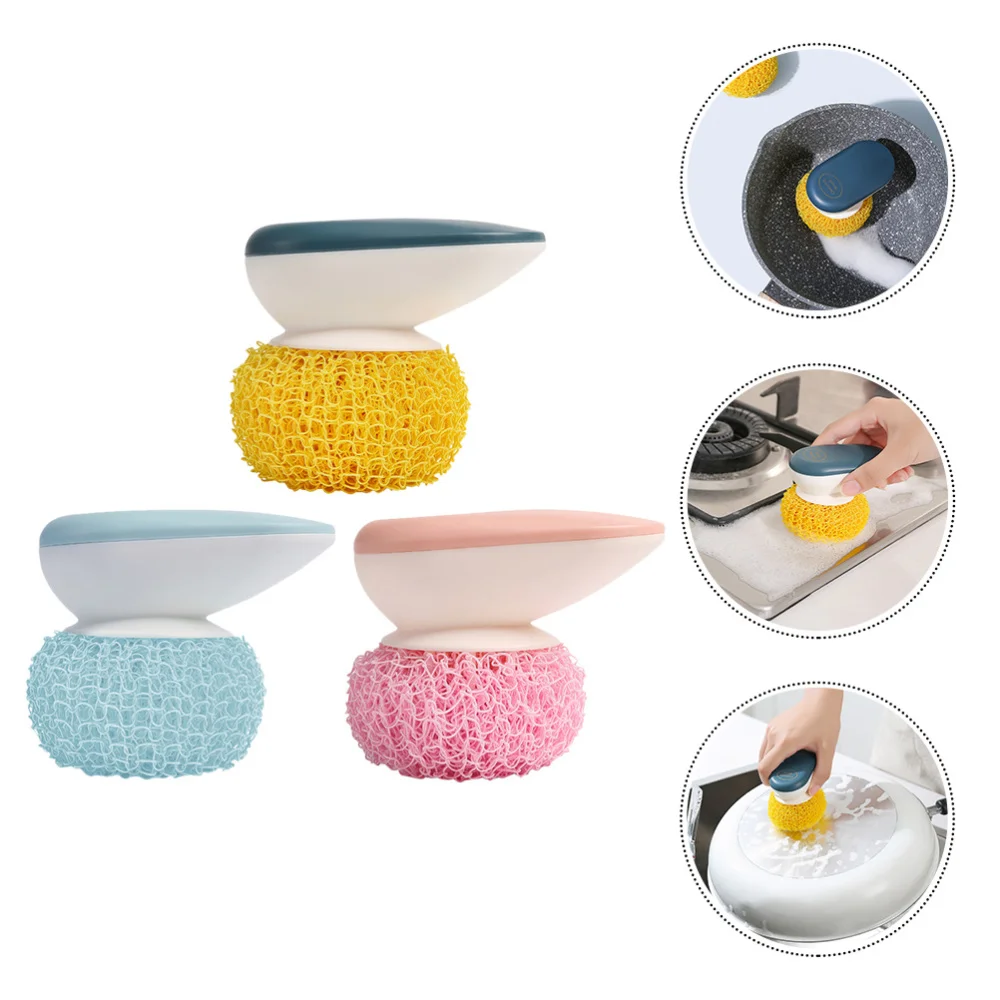 

3PCS Scouring with Handle Household Kitchen Dishes Cleaning Balls