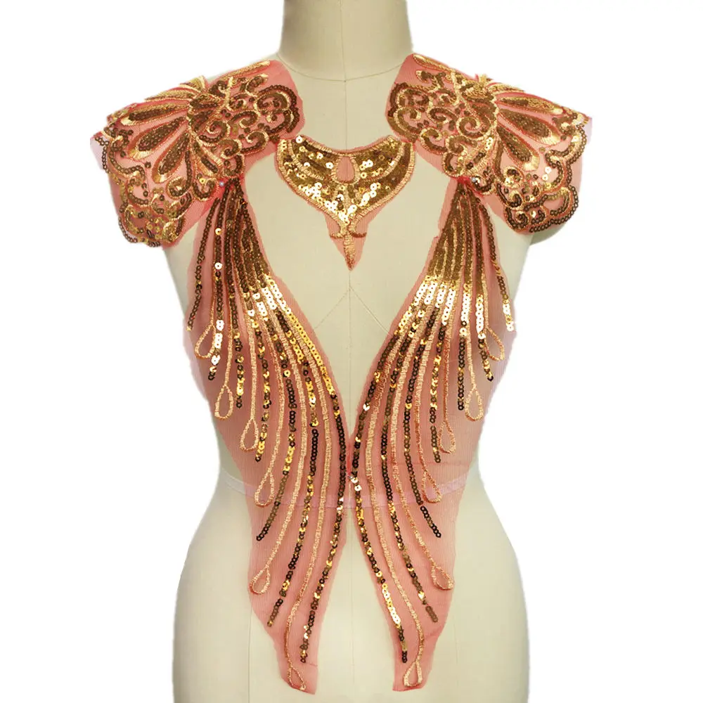 1 комплект золотых и серебряных блесток кружевной ткани благородное платье