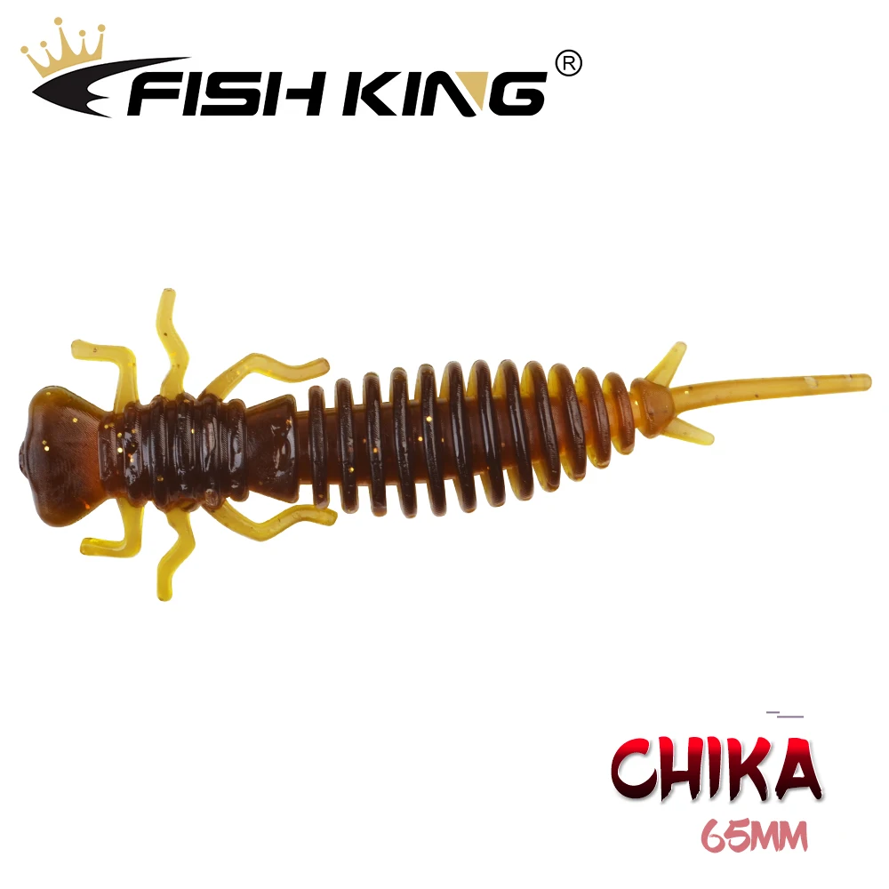 

FISH KING 10 шт./упак. 65 мм/2,6 г, мягкие приманки, искусственные приманки, рыболовный червь, силиконовая приманка для окуня, щуки, гольяна, искусстве...