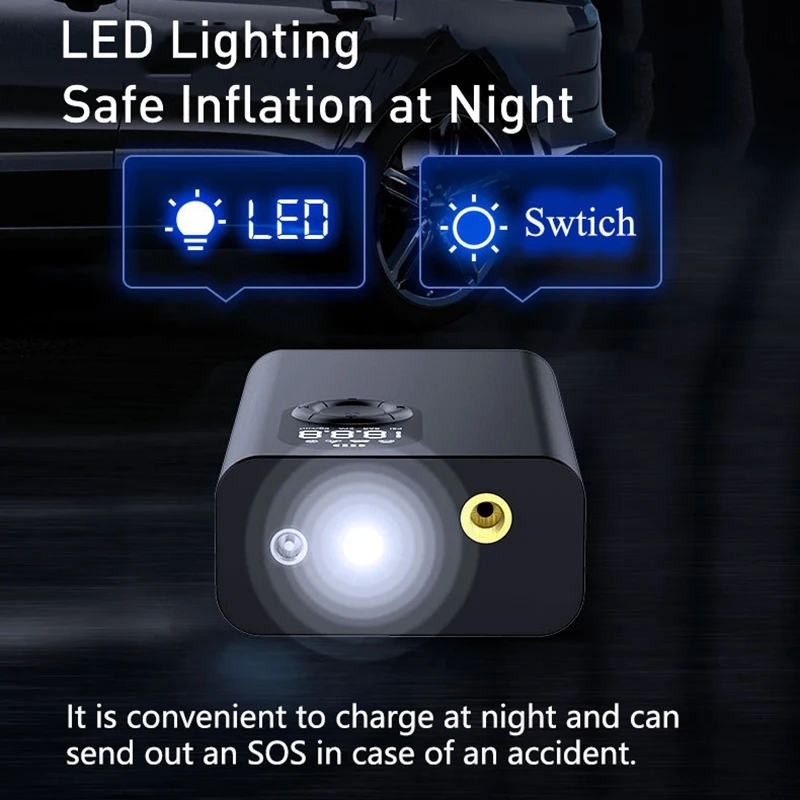 

Portable Wireless Air Pump Electric Air Compressor Inflatable Pump with LED Light,For Car Motorcycle Bicycle