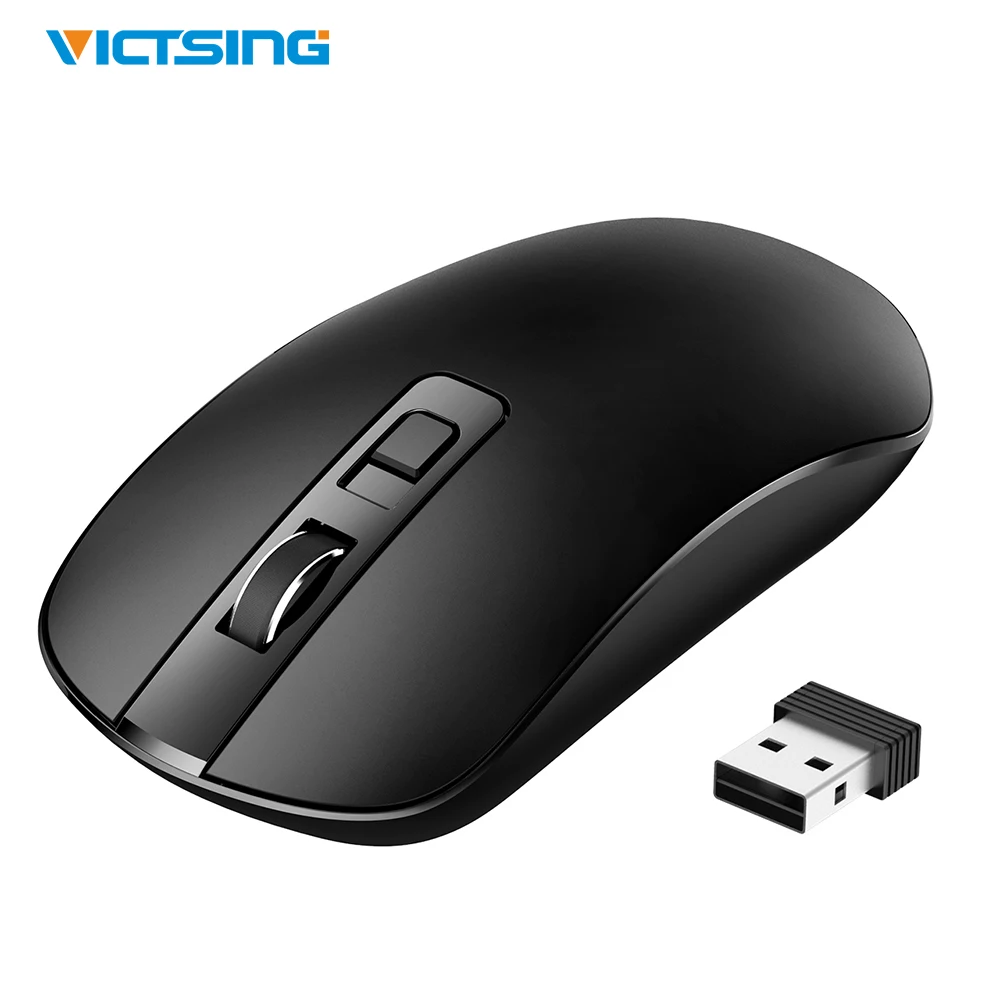 Сверхтонкая беспроводная мышь VicTsing 2 4 ГГц бесшумные кнопки с usb приемником Nano