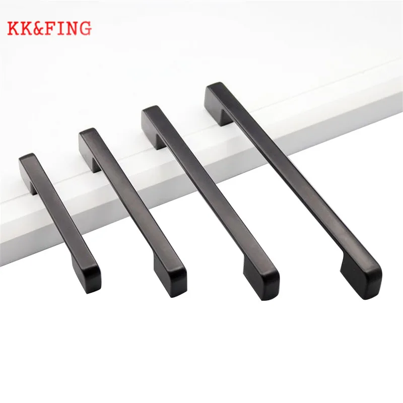 KK & FING черные ручки из алюминиевого сплава ящики для шкафов кухонных дверей