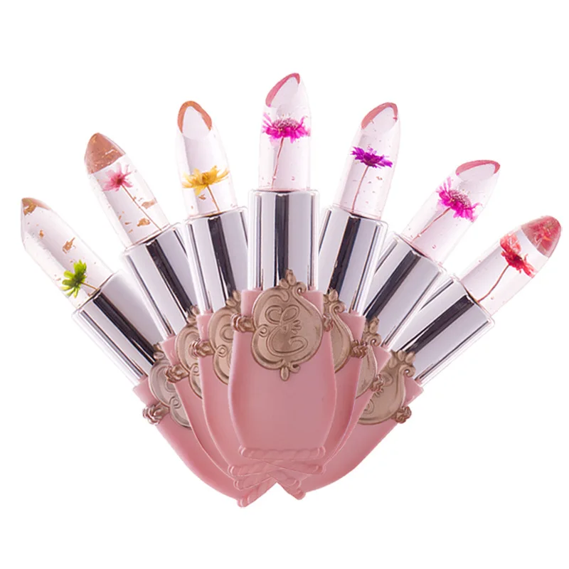 Long-lasting moisturizing jelly flower Lipstick Makeup temperature change colorful lip Blam Pink Transparent lipstick TSLM1 |