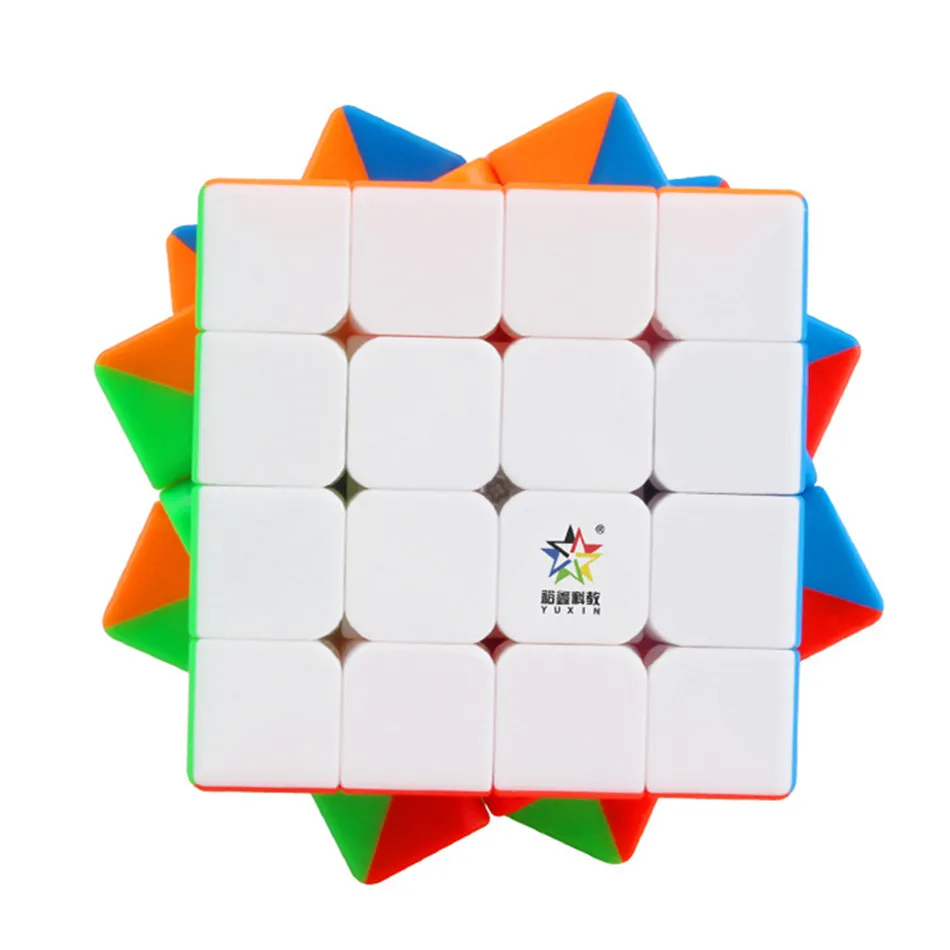 Yuxin-Cubo maestro Kirin V2 4x4x4 para ni&ntilde;os, Cubo de velocidad 4x4 negro sin pegatina, rompecabezas educativo de 4x4, juguete m&aacute;gico-2