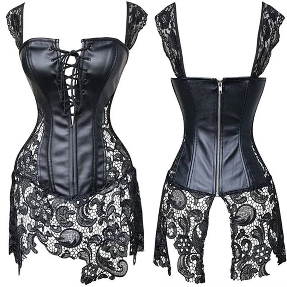 Женский корсет из искусственной кожи сексуальный на бретельках готический в