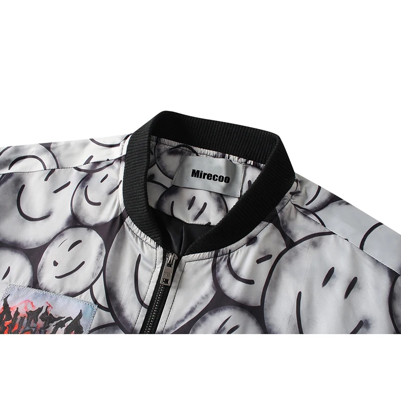 Куртка мужская хипстерская с принтом смайлика Повседневная ветровка в стиле хип