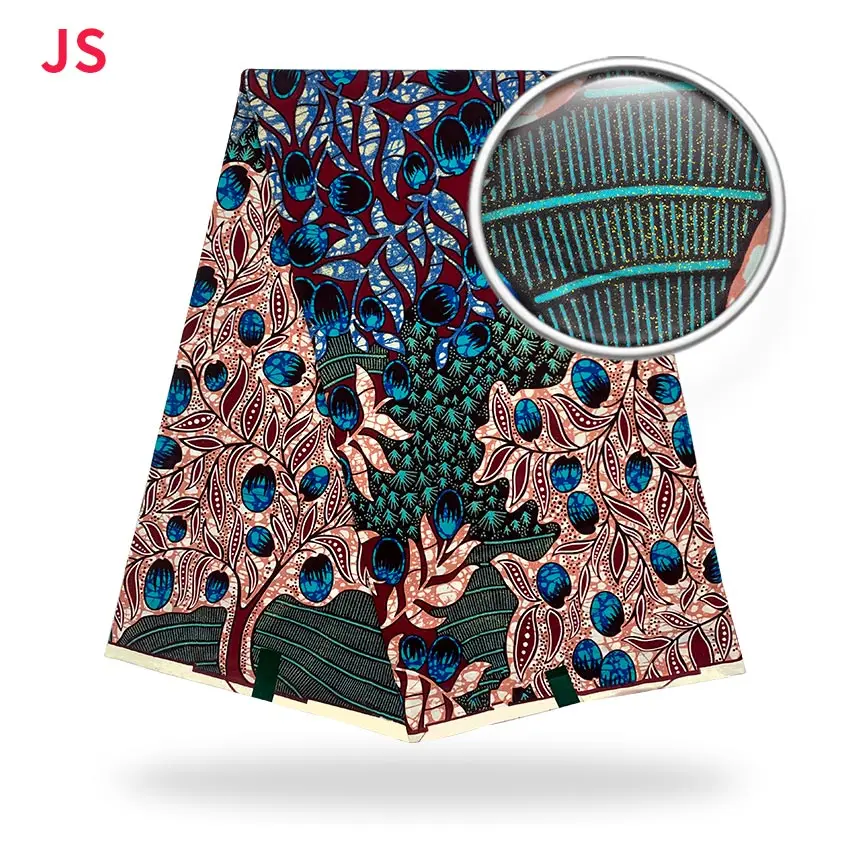 

Colorful African Fabric Cotton Printed Cloth Ankara Glitter Glam Wax High Class Can Be for Party Dress H210811
