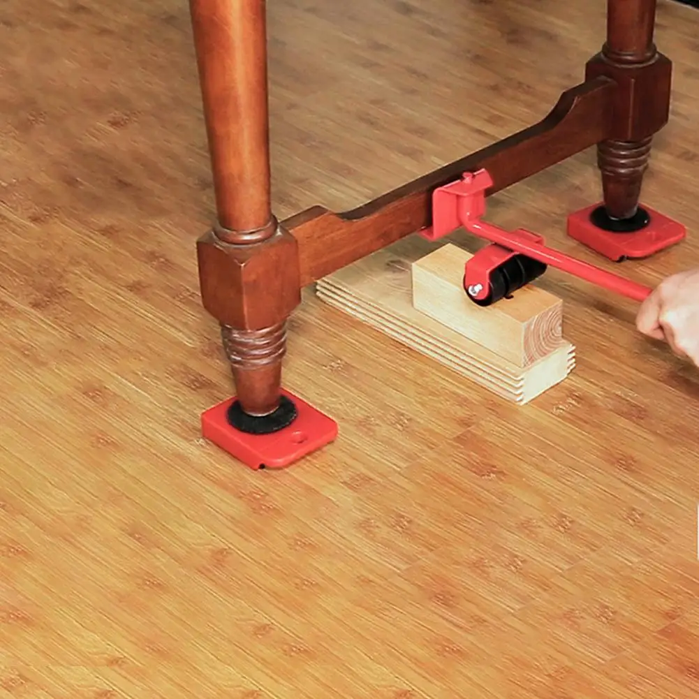 

5pcs Home Trolley Lift Installa and Remove Convenient Simple Move Slide Mover Transport Set for Heavy Furniture Moving