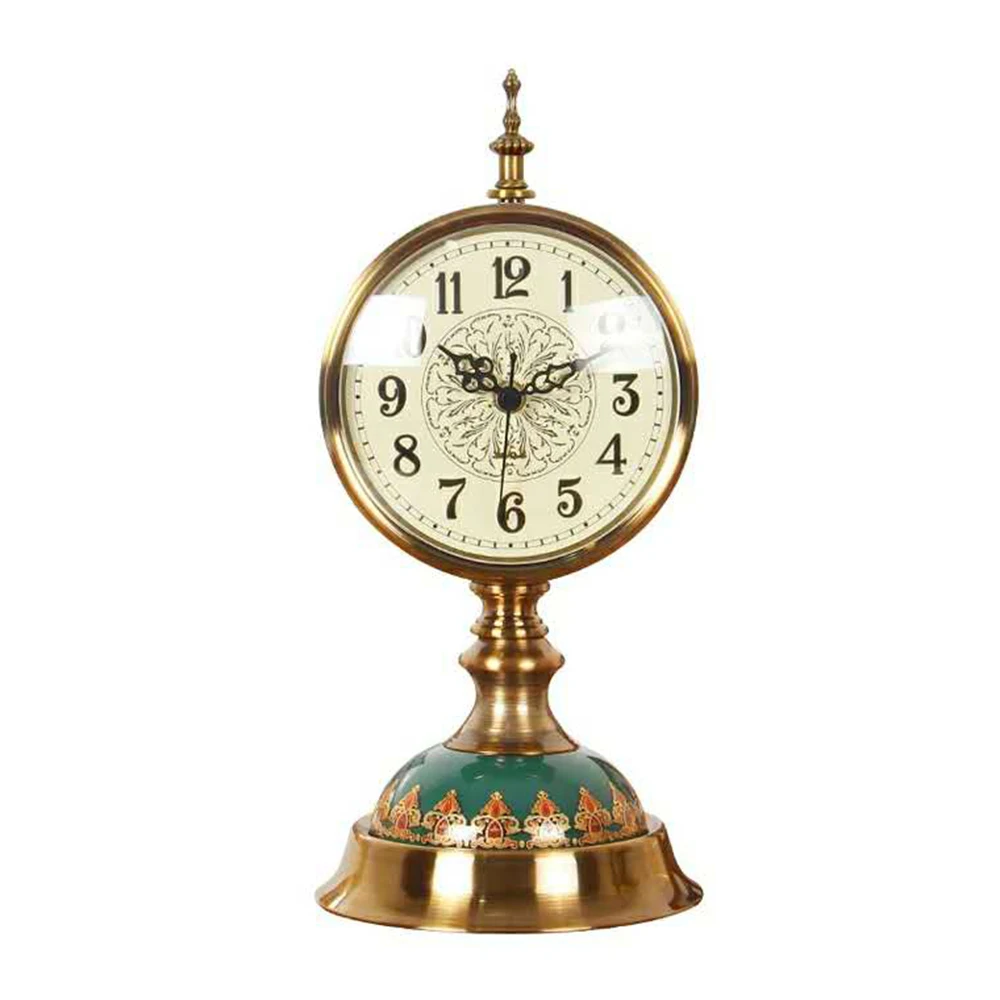 Table Clock Vintage Desk Art Gold Glass Design Non-Slip Base Silence Scanning Living Room Home Decoration | Дом и сад