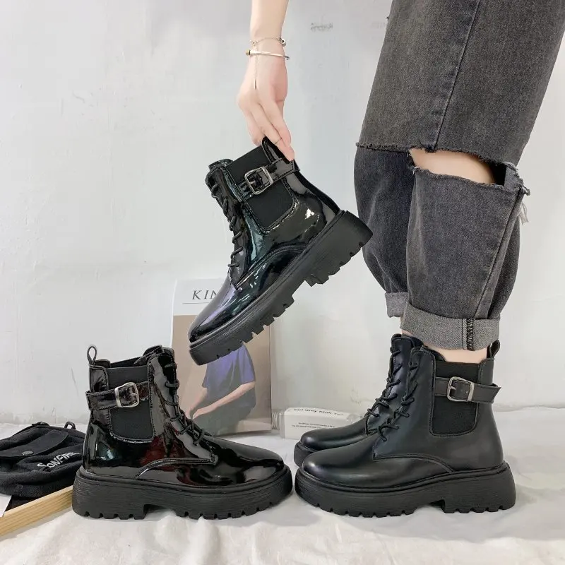 Яркие кожаные ботинки Dr. Martens в британском стиле женские повседневные с ремешком