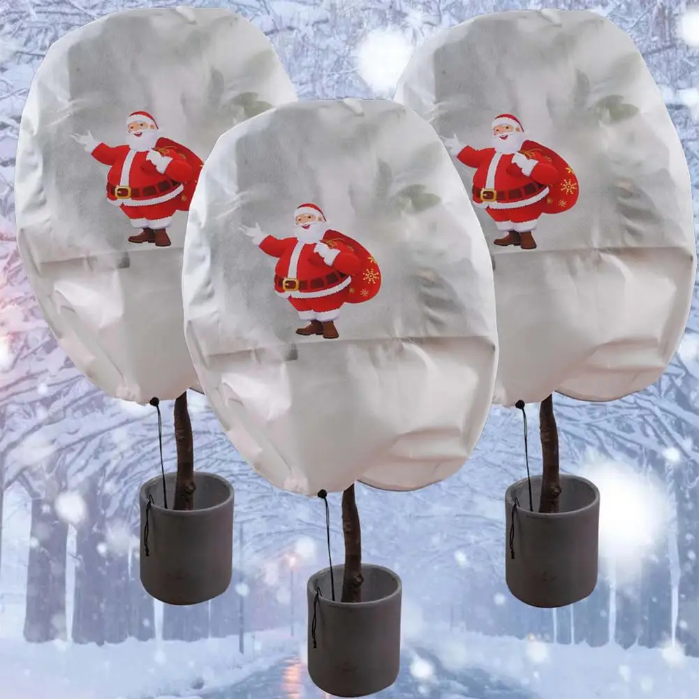 

Shrub Jacket Cover Plant Frost Blanket Santa Claus Pattern Cold Cover Plant Frost Protection Cover Effective Convenient For S