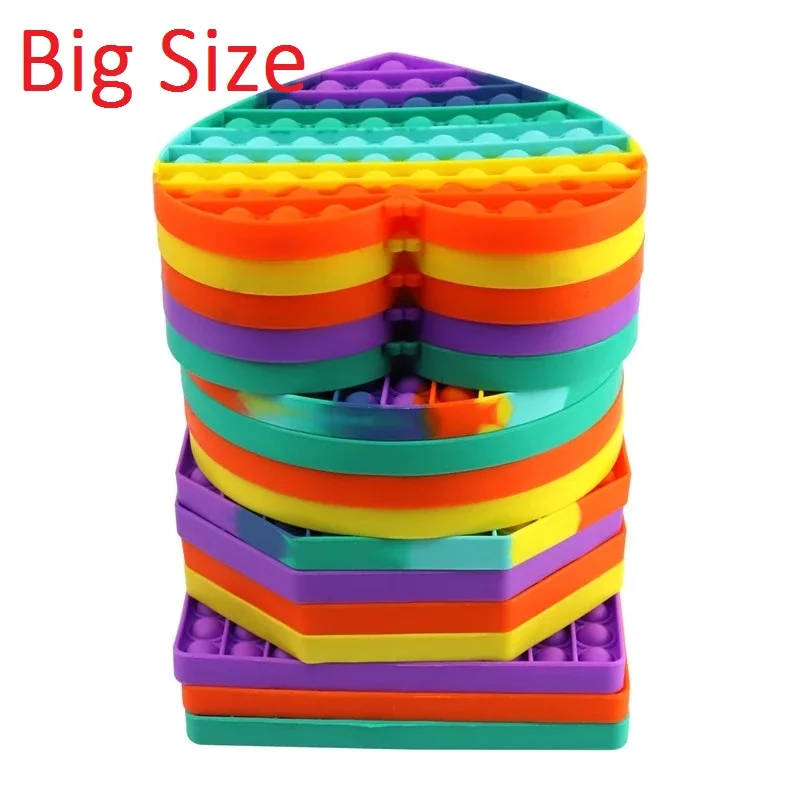 

Big Size Rainbow Push Popsits Fidget Toy Anxiety Relieve Stress Bubble Sensory Autism Stress Reliever