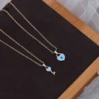 2 штмного Новый себе пару ожерелье для женщин модный брелок для ключей замок кулон звено цепи модные ювелирное ожерелье в форме сердца