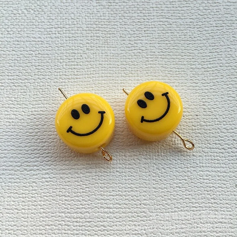 

10pcs 10mm Yellow Smiley Face Spacer Beads Acrylic Accessories Diy Handmade Earrings Necklace Bracelet DIY Charms