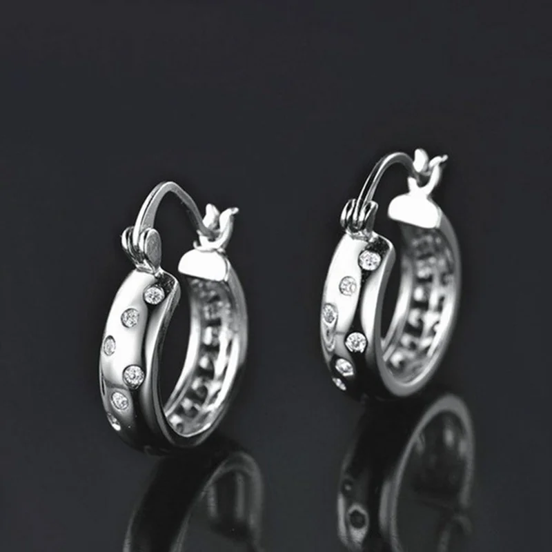 

Fashion 925 Sterling Silver Earrings Zircon Crystal Earrings For Women Charm Jewelry Gift