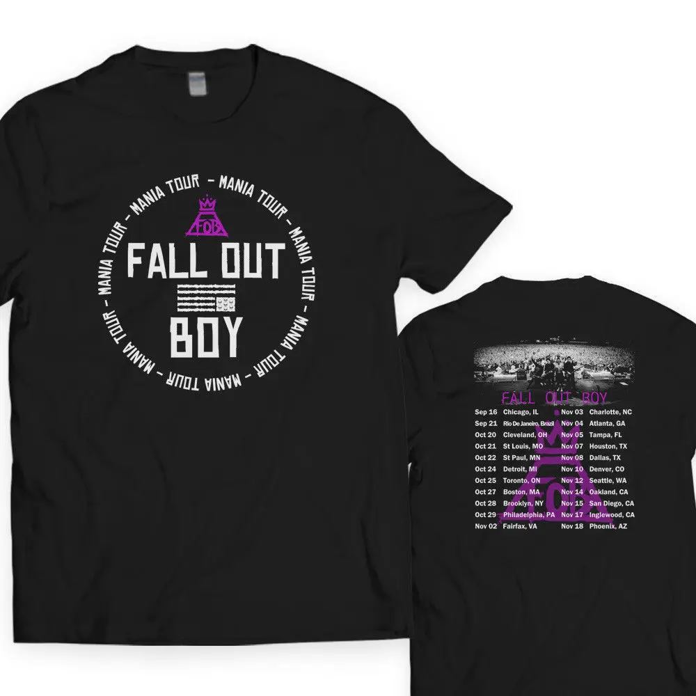 Ограниченная серия FALL OUT BOY MANIA TOUR 2017 Мужская черная футболка размер S 5XLTees мужская