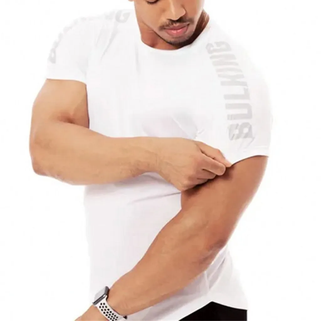 Мужской обтягивающий Быстросохнущий Фитнес топ с короткими рукавами