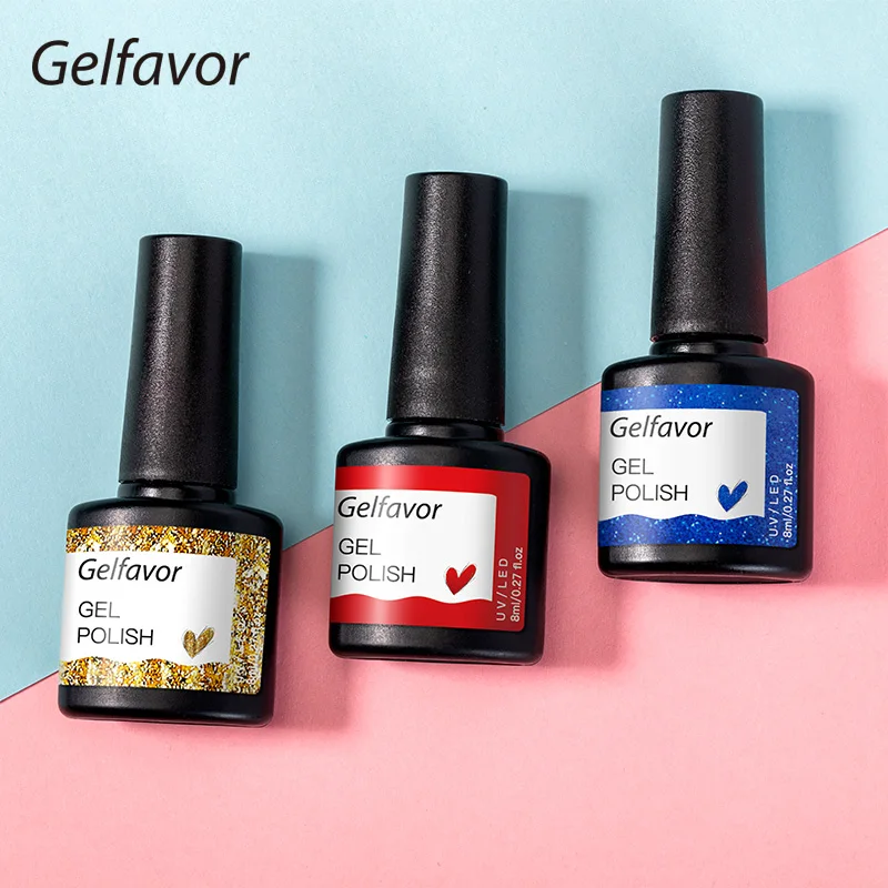 

Gelfavor Gel Nail Polish 8ML For Nails Semi Permanent Vernis Base Top Coat All For Manicure Nail Art Varnish Soak Off Nail Gel