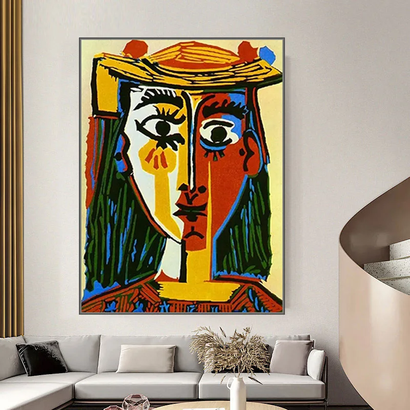 

Modern Art Famous Painting Picasso Mujer Con Sombrero Oil Painting Canvas Painting Wall Art for Living Room Home Decor Cuadros