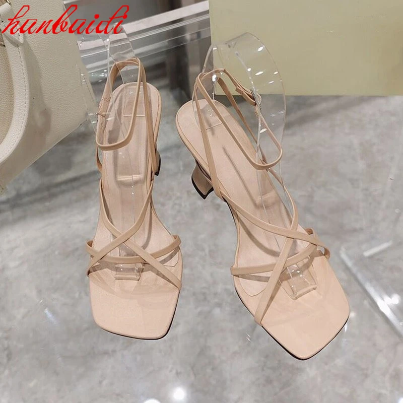 

2021 Summer Light Luxury Sandals Stiletto Heels Crossover Straps Banquet Shoes Fashionable All Match Leather Shoes