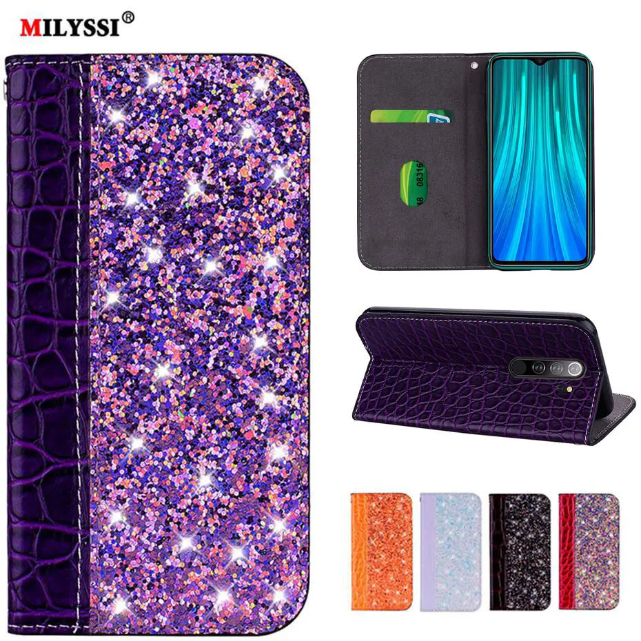 Блестящий кожаный чехол-книжка для телефона Xiaomi A3 6X 5X 8 Lite CC9 E A1 A2 Redmi K20 7A 7 S2 6 4X Note 5 5A