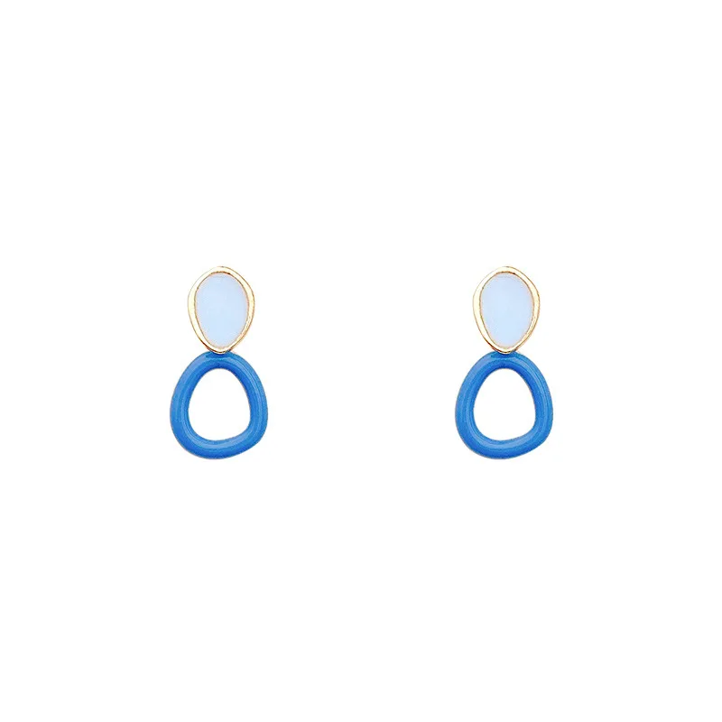 

Korean temperament net red blue earrings niche design sense S925 silver needle female earrings